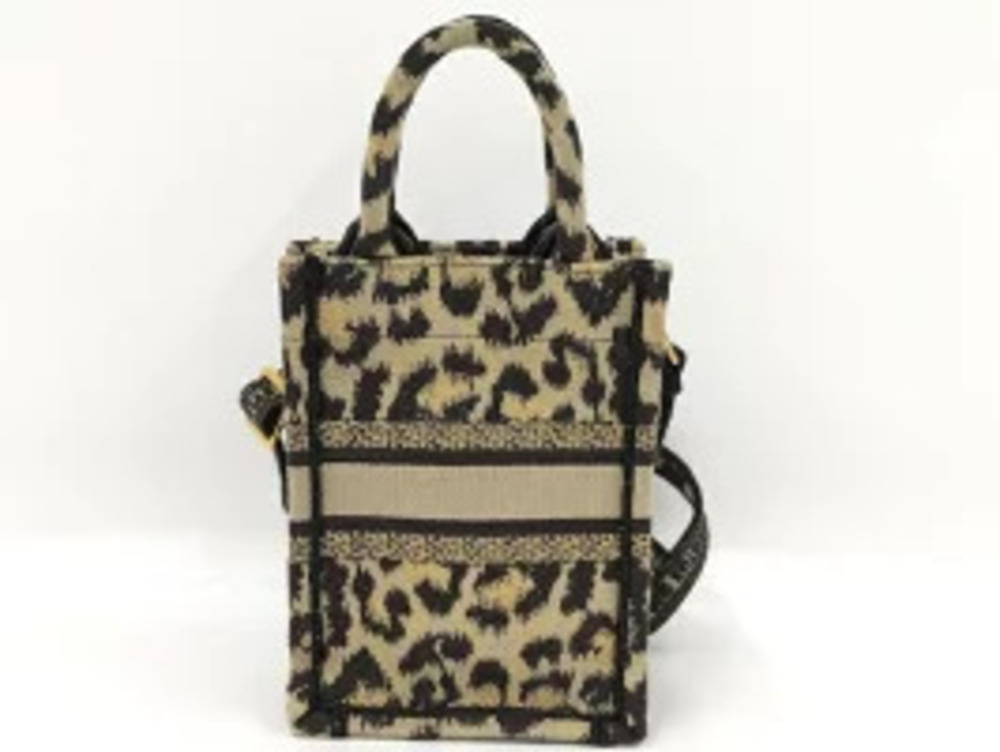 Dior  Tote Black Beige Book Phone Canvas Christian Bag